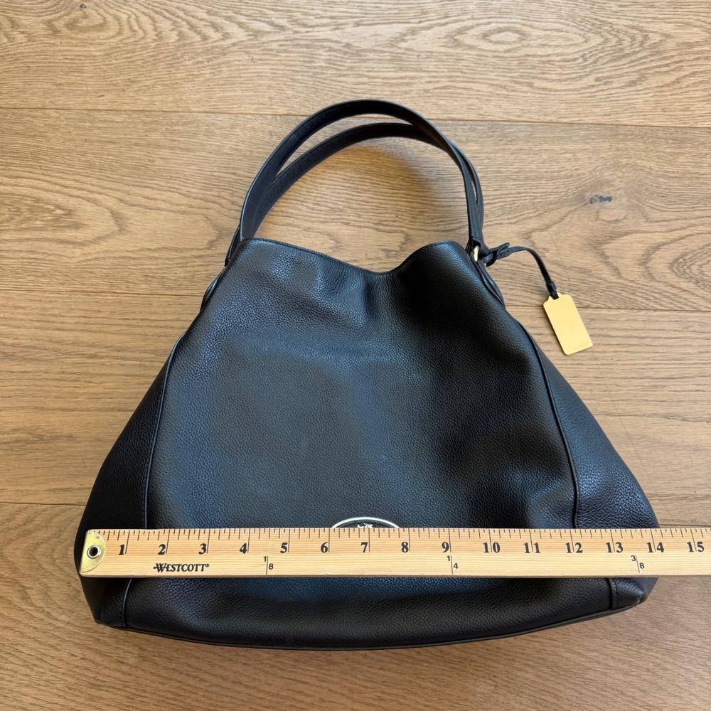 Coach Edie 31 Black Pebbled Leather Hobo Shoulder Bag Gold Logo Large - Picture 4 of 11